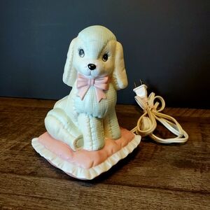 Vintage Kitchy Style Pink & Cream Puppy Night Light Cuddle Ups 1980s